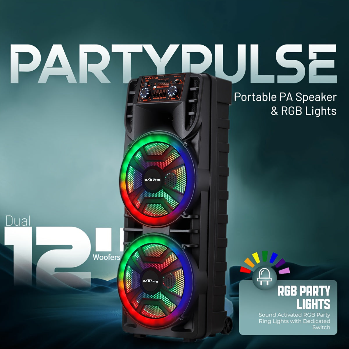 [Ideal Gift] 8000W Portable Karaoke Machine PA System with Dual 12” Subwoofer & 1.5” Tweeter, Wireless Microphone, RGB DJ Lights, Wireless/USB/TF/AUX/FM/TWS, Rechargeable Battery- Sound System for Home, Parties, Events - Ideal Gift for