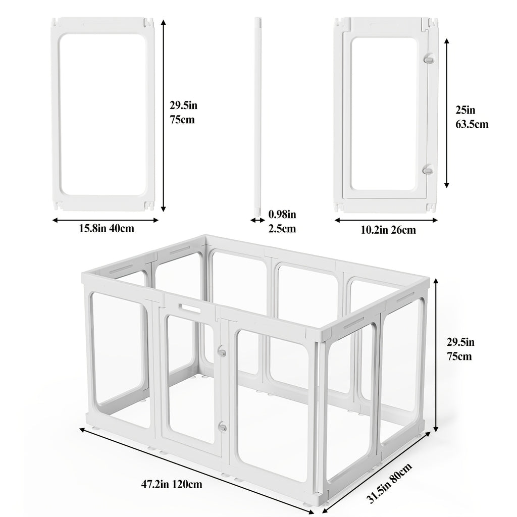 [Acrylic Pet Playpen] Clear Acrylic Dog Playpen With Door, For Puppy Cat Rabbit Transparent Pet Pen, Indoor Dog Playpen, Dog Fence, Easy Assembly And Cleaning Dog Pen For Small To Medium Dogs