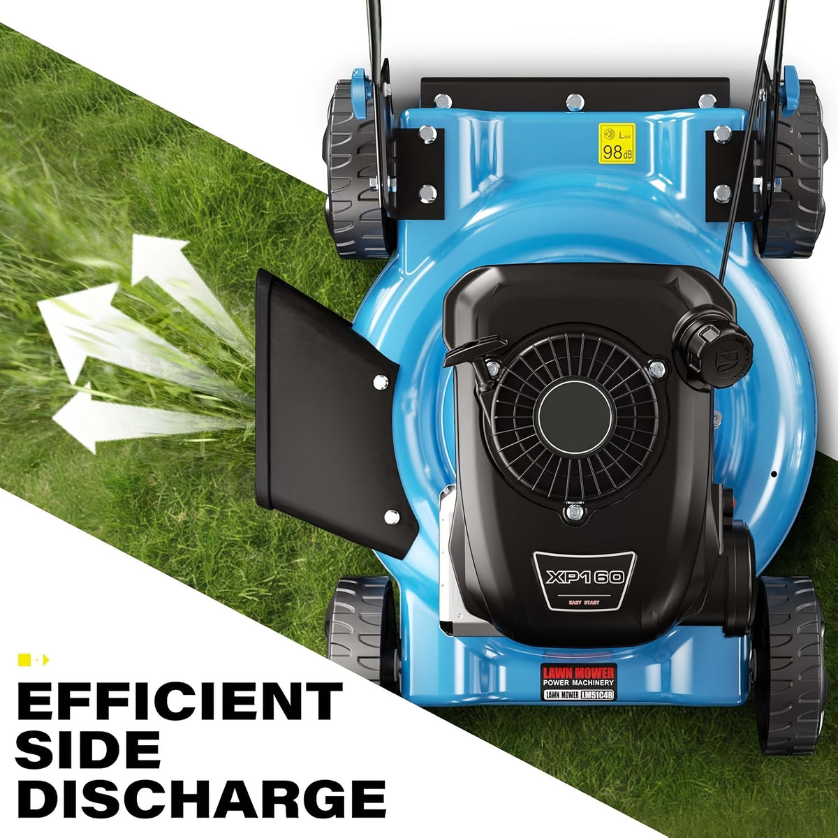 21-Inch Cutting Deck, 144cc 4-Stroke Engine, 2-in-1 Function (Side Discharge/Mulching), Lightweight for Small Yards Under 1/4 Acre (Hand Push)