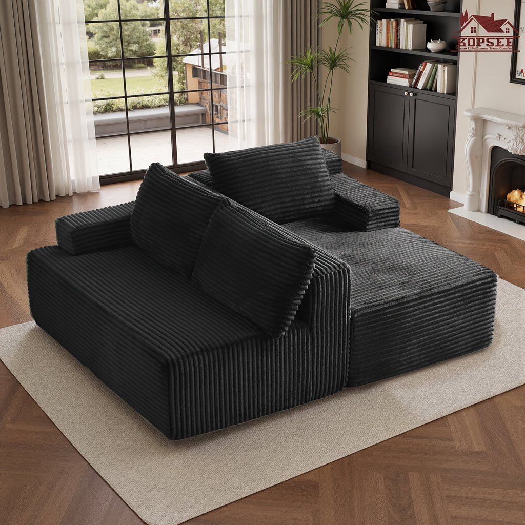 KOPSEE 96" Sectional Sofas for Living Room Cloud Couch Sofa with L-Shape Upholstered Boneless Couches Modern Modular Sectional Sofa with Chaise