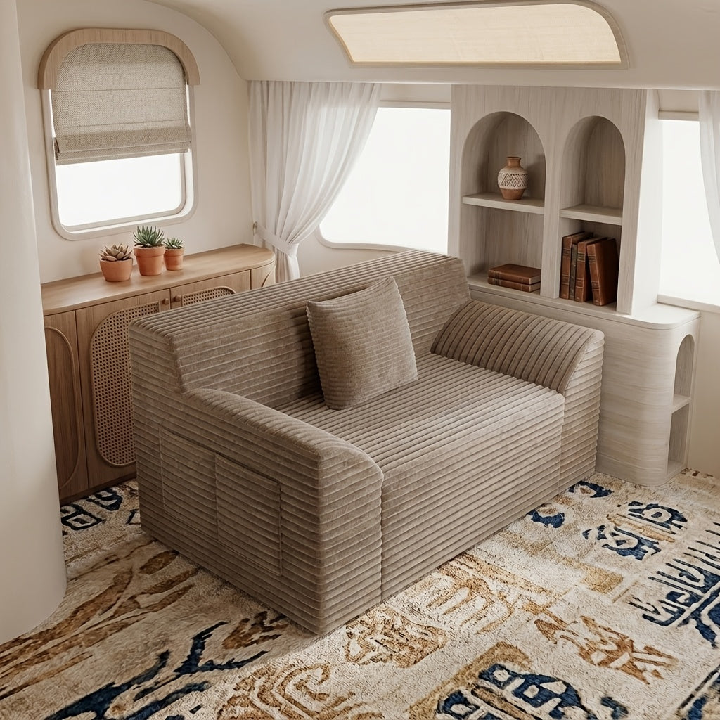 RV Corduroy Sofa in 42-Inch or 70.8-Inch Sizes, No-Assembly Plush Deep-Seat Couch for Camper or Home