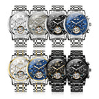 OLEVS Men's Mechanical Watch — Automatic Stainless Steel Wristwatch with Luminous Dual-Calendar Large Dial