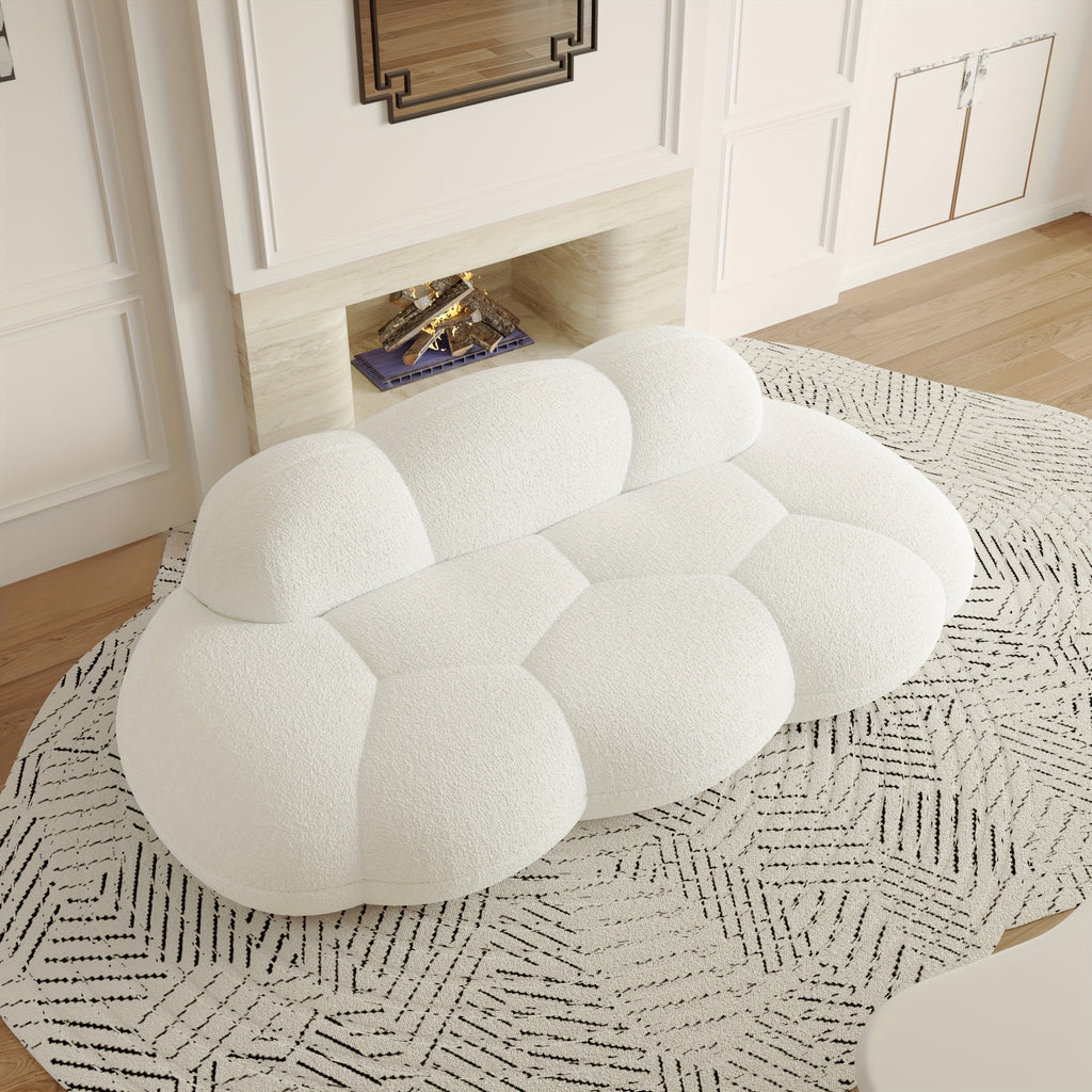 Cloud Shaped Couches for Living Room, Modern Comfy Compressed Sofa, Cloud Shaped Leisure Sofa, Upholstered Couch for Bedroom, Apartment, Small Space (No Installation Required)