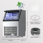 Large Ice Maker, 66Lbs/ 80Lbs/ 100Lbs Commercial Ice Maker, 24 Hour Timer, Self Cleaning Under Ice Machine, Automatic Full Ice Stop, Adjustable Ice Thickness And Ice Making Time, Suitable for Restaurants, Hospitals, Bars, Cafes, Laboratories