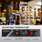 5-Tier Food Warmer Pizza Warmer Countertop, Food Warmer Display Pretzel Warmer with LED Lighting Removable Shelves Glass Door, Pastry Display Case for Buffet Restaurant Cafe, 110V 800W