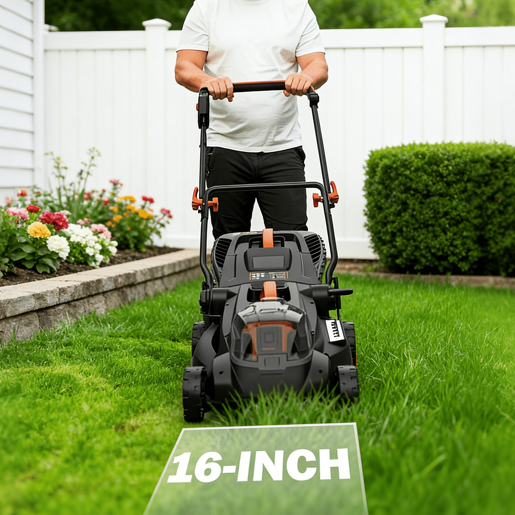 36V Brushless 19"/16" Cordless Lawn Mower with 4Ah Battery, 36V Battery Powered Walk-Behind Push Mowers, 6 Cutting Heights (25-75mm), 2-in-1 Mulching & Grass Collection, Foldable Handle for Vertical Storage
