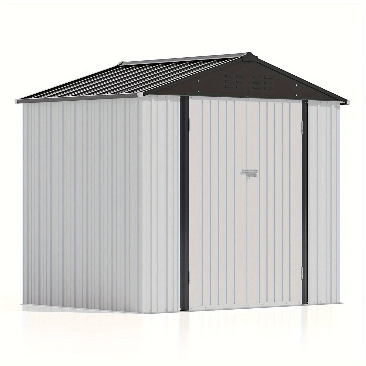 GUNJI 8X6 FT Outdoor Steel Storage Shed with Lockable Doors, Compact Small Bike Shed, Ideal for Garden, Backyard, Swimming Pool, Patio Utility And Tool Storage