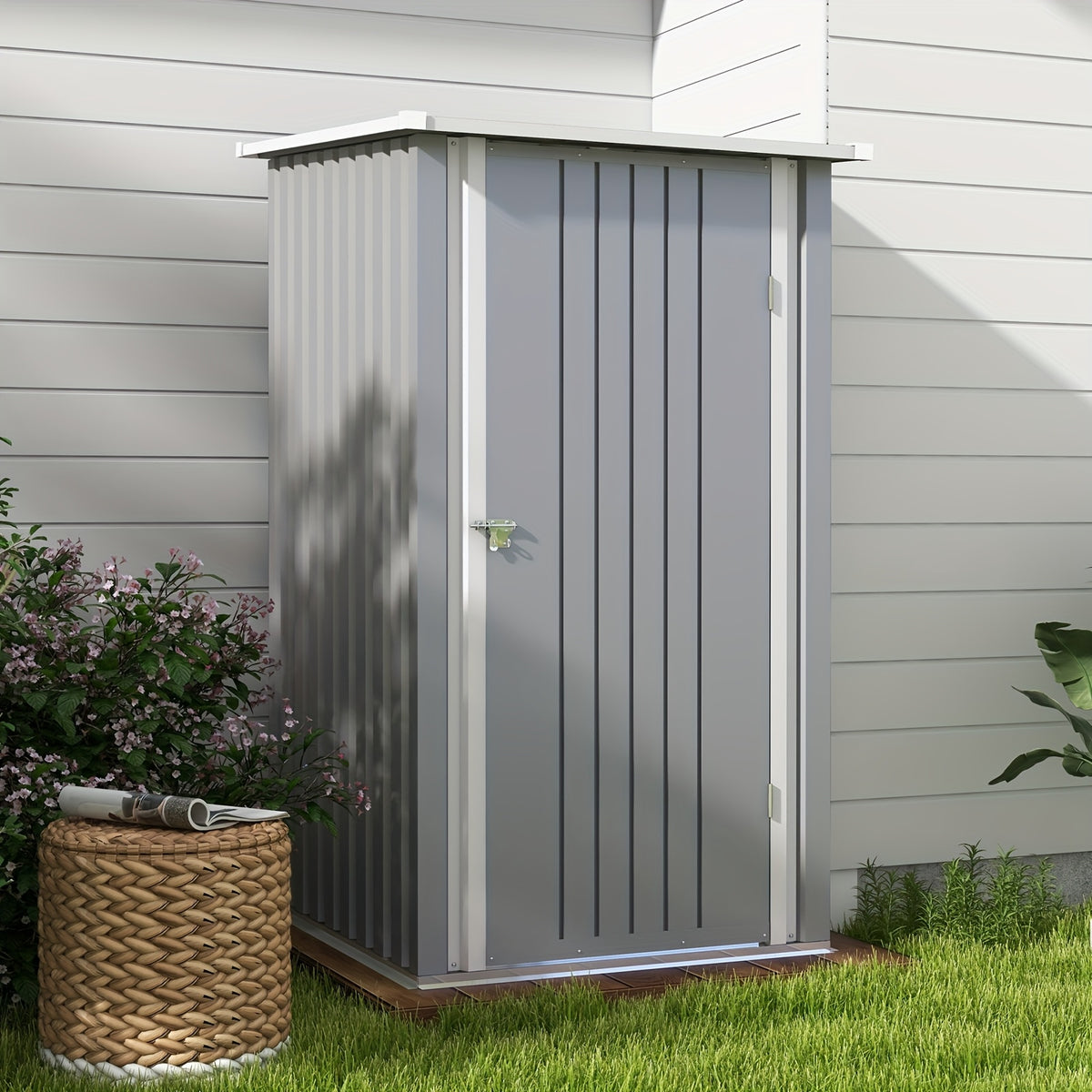 GUNJI Outdoor Storage Shed 3X 3FT Lockable Metal Garden Shed Steel Anti-Corrosion Storage House with Single Lockable Door for Backyard Outdoor Patio