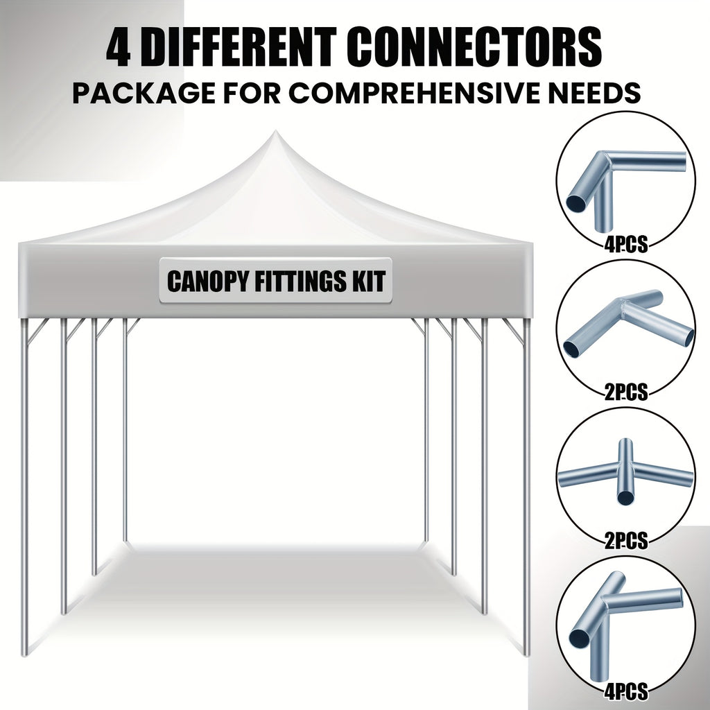 This Kit Includes 12pcs of Fittings Designed for an 8-Leg Style Canopy Frame, Suitable for Low Peak Shed Structures. It Is a Metal Garage Kit Intended for Use with 1 3/8-Inch Top Rails