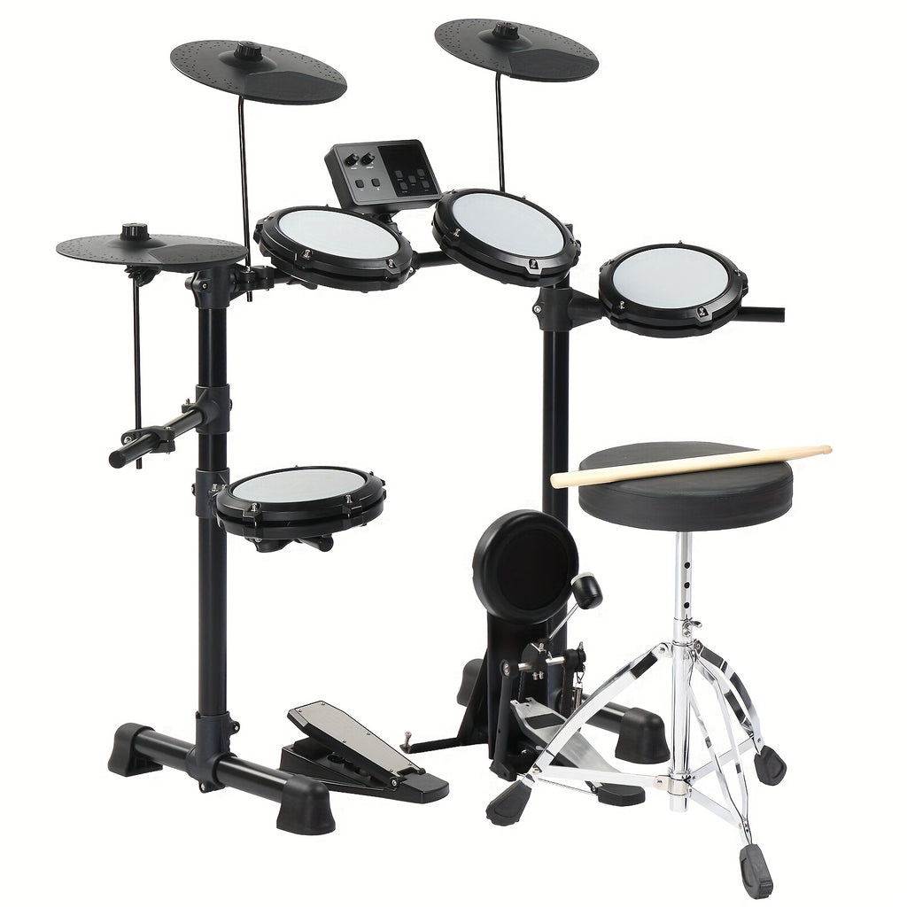[Portable Electric Drum Kit] Glarry Electric Drum Set With Quiet Mesh Pads & Cymbals - 150-Sound Drum Module, Headphones/Drumsticks Included Suitable For Beginners, Portable Electric Drum Kit For Practice, Birthday Gift For &, No Box/