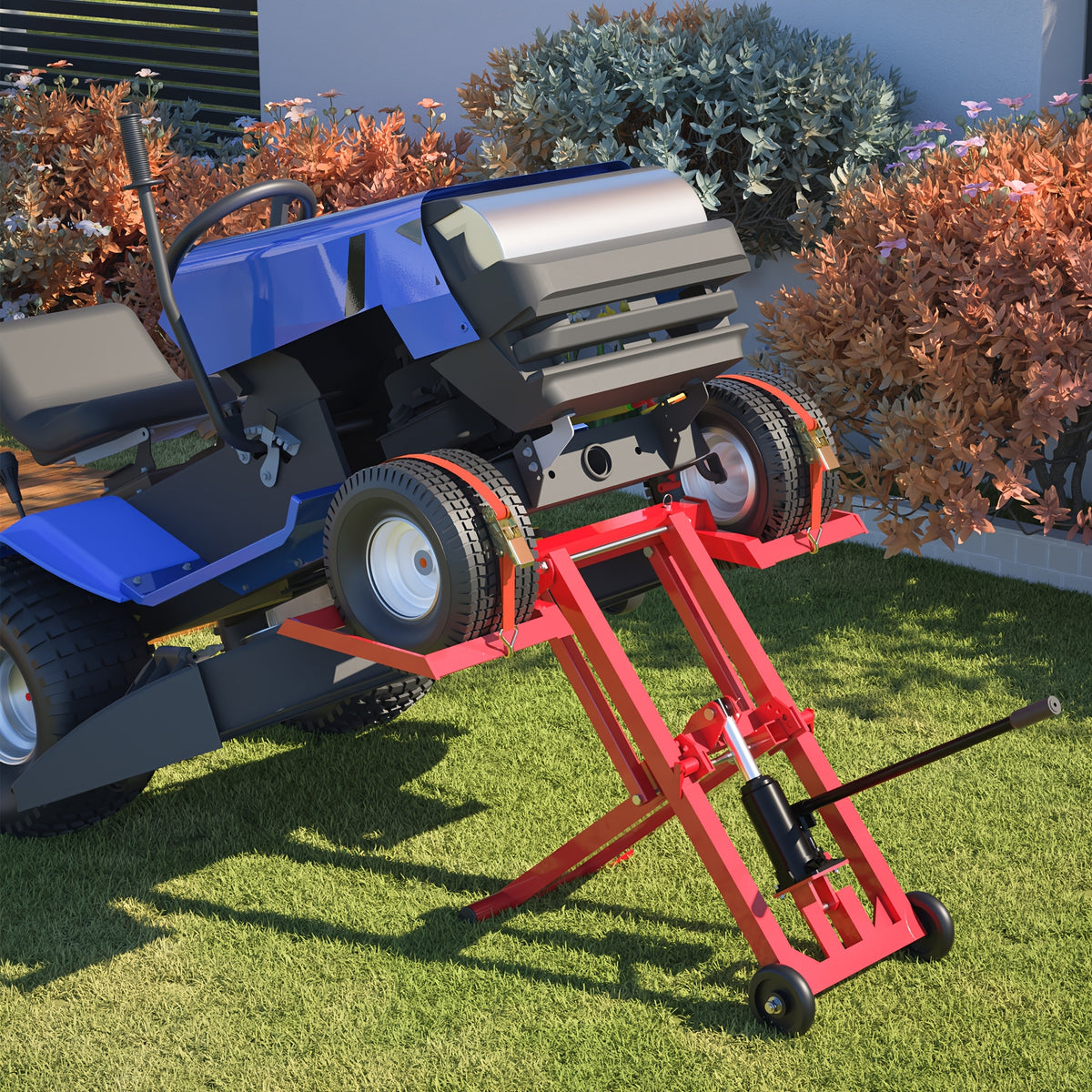 Sturdy 500 Lbs Capacity Lawn Mower Lift Jack - with Hydraulic Jack · Riding Mower Lift Foldable Design | for Zero Turn Mower Lift and Garden Tractors - for Mower Maintenance or Repair