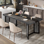 A Spacious Industrial Dining Table Designed for 6 to 8 Individuals, Measuring 71 Inches, Featuring a Robust Metal Frame And a Rustic Brown End, Perfect for Dining Rooms, Kitchens, Or Living Areas