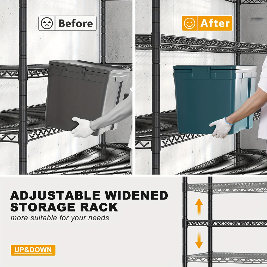 Storage Shelves 75.6" H Wire Shelving Unit with Wheels 2399LBS Heavy Duty Metal Shelves for Storage Adjustable Garage Storage Rack Pantry Shelf Commercial Shelving, 75.6" H X 55.5''W X 24" D Storage and Organization