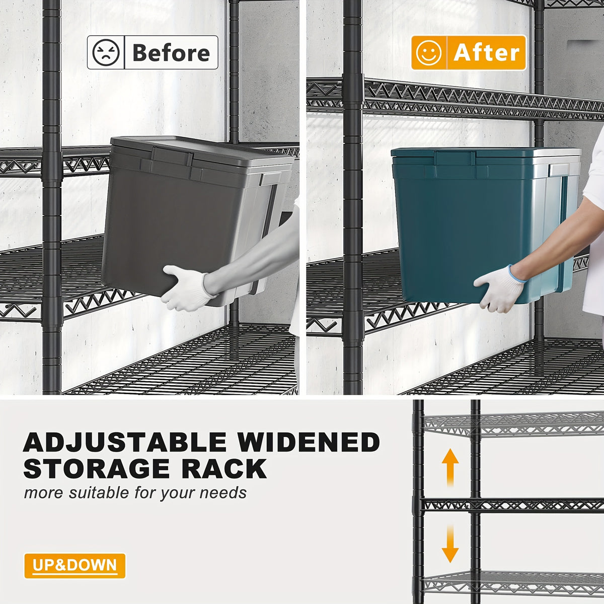 Storage Shelves 75.6" H Wire Shelving Unit with Wheels 2399LBS Heavy Duty Metal Shelves for Storage Adjustable Garage Storage Rack Pantry Shelf Commercial Shelving, 75.6" H X 55.5''W X 24" D Storage and Organization
