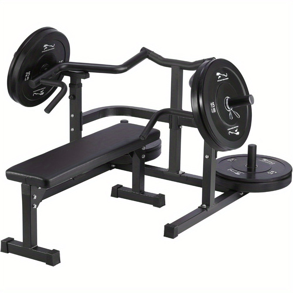 Heavy-Duty Adjustable Chest Press Machine with Bench - Home Gym Bench Press Rack w/ Independent Converging Arms, Smooth Bearing System & Flat Bench for Upper Body Strength Training (/) - Steel Weight Training Equipment Suitable for Home Gym