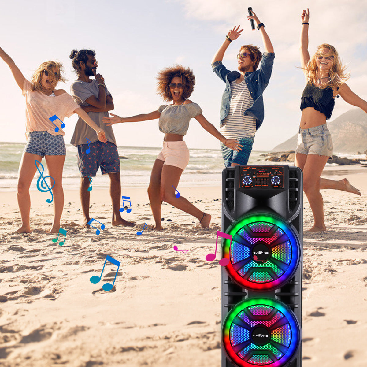 Portable Dual 12'' Bluetooth Party Speaker with Microphone, 8000W Peak Loud Karaoke Speaker System, Rechargeable Wireless Speaker with TWS, USB/TF/AUX, Remote Control for Home Party, Outdoor Events, Karaoke, DJ Music