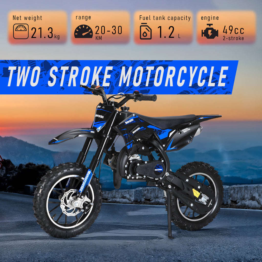 Mini Motorcycle Mini Dirt Bike, 49cc 2-stroke Gas Powered Motorcycle, with External Rotary Tires, Front Disc Brakes, Pocket Motorcycle, up to 20 Mph, Max Load 330 Lbs