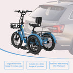 Heavy-Duty Foldable Bike Carrier for 3-Wheel Bicycles, Rear Platform Rack for Adult Tricycle, Fat Tire Trike Carrier Rack for SUV Truck RV, Fits 5" Wide Tires, Heavy Duty