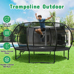 Polar Aurora Outdoor Trampoline, 10FT 12FT 14FT 16FT Recreational Trampoline for Adults, Trampoline with Safety Enclosure Net, Wide Ladder And Anti-Rust Coated Frame