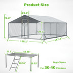 Large Metal Chicken Coop & Enclosure Kit, Featuring Climbing Perches, Wire Mesh Siding, And A Waterproof, UV-Resistant Canopy, Advanced Series Outdoor Walk-in Run, Suitable For Chickens, Ducks, Rabbits, And Dogs