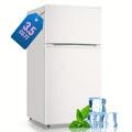 WANAI Double Door Small Refrigerator with Freezer-On-Top, 3.5 Cubic Feet Mini Fridge with 7-Level Adjustable Thermostat for Office, Dorm, Bedroom, Home And Apartment