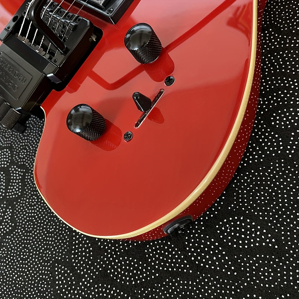 [Electric Guitar] Classic Black Headless Electric Guitar, Double Cutaway, S-S-H Pickups, Black Hardware, Includes Premium Strap