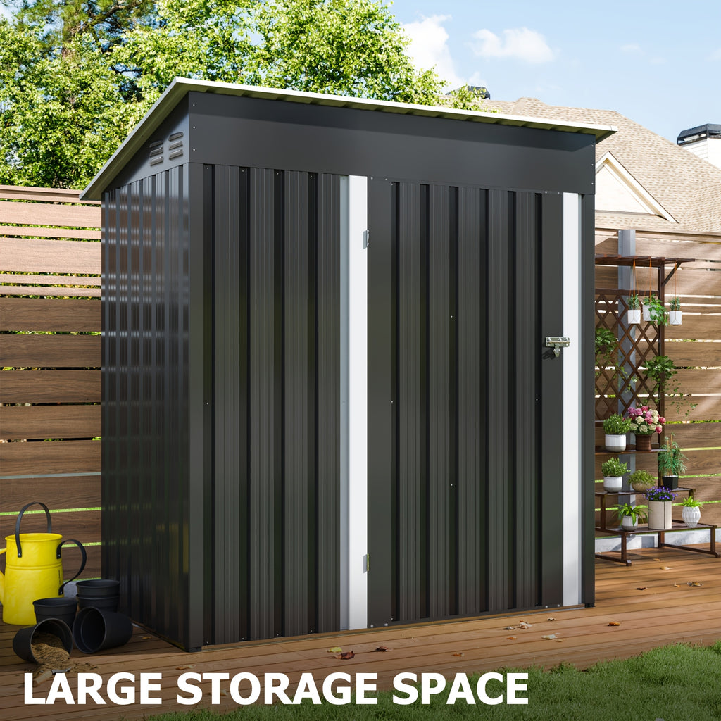 [Metal Storage Shed] 5X3Ft Outdoor Metal Storage Shed with Lockable Door - Spacious Durable Garden, Patio, Backyard & Tool Storage - Perfect Gift for Family