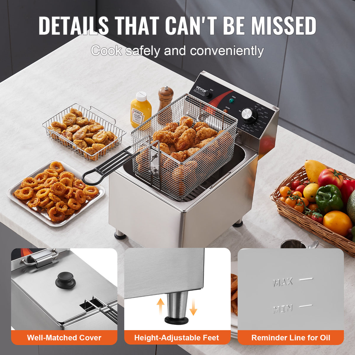 VEVOR Commercial Electric Deep Fryer Countertop Deep Fryer.