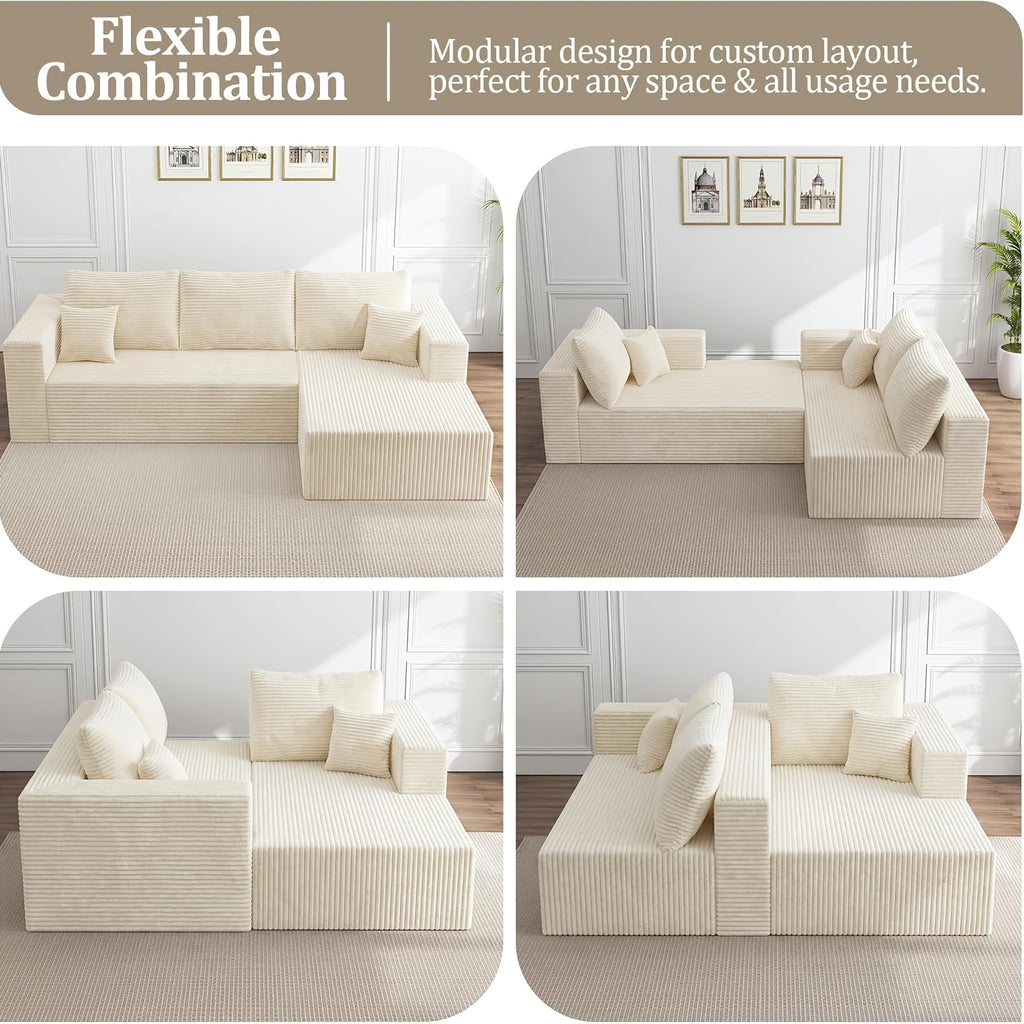 Modular Combination Sofa, Comfortable and Fluffy, L-shaped, Dark Black Color, Suitable for the Living Room, Deep Seat Design, Memory Foam, Boneless Velvet Fabric