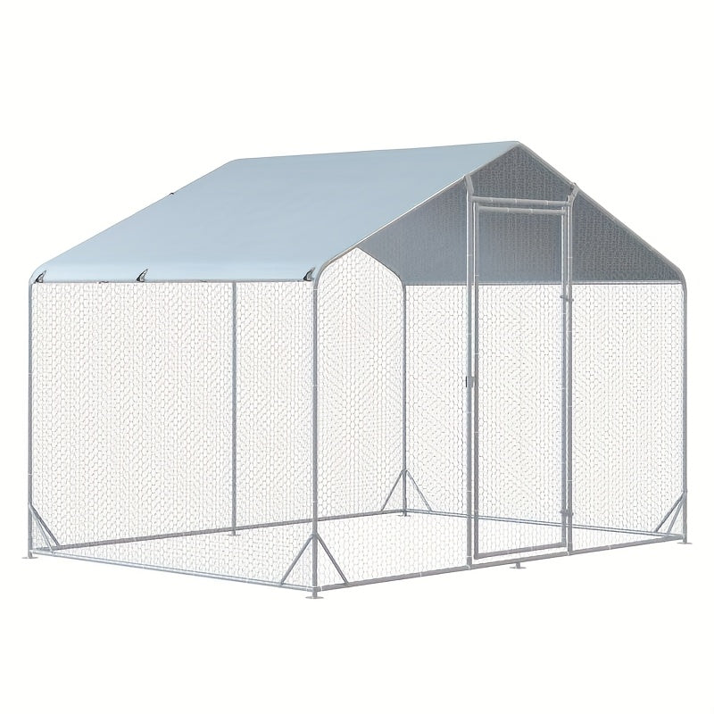 Large Metal Chicken Coop, Walk-in Chicken Runs for Yard with Water-Resident And Anti-UV Cover, Spire Roof Hen House for Outdoor And Backyard, Farm, Duck Rabbit Cage Poultry Pen