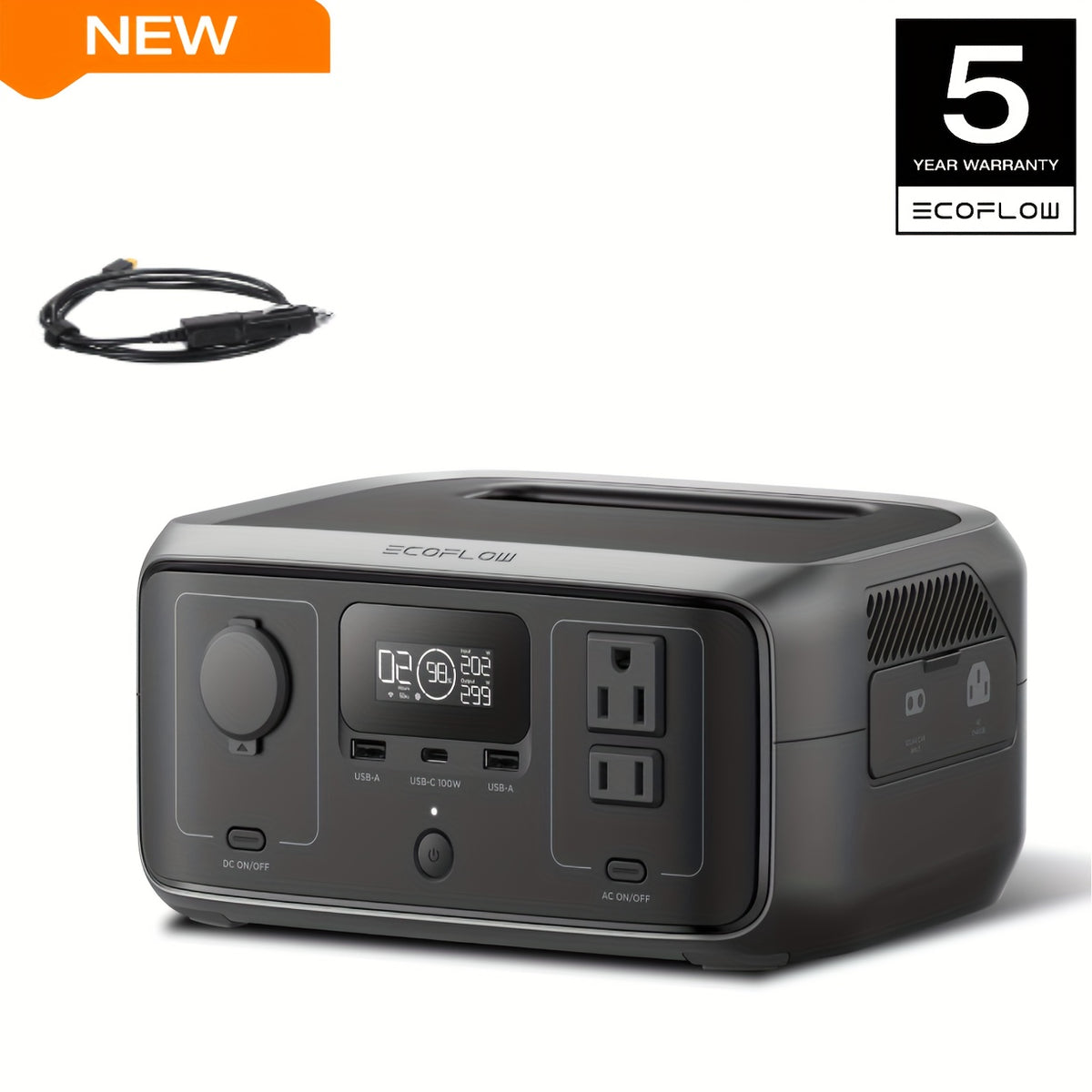 EF ECOFLOW 230Wh Portable Power Station, River 3 230 Lifepo4 Battery Power Station, 300W Up to 600W AC Output, <20 MS UPS & <30 DB, 1Hr Fast Charging Solar Generator for Outdoor/Camping/Home Use