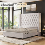 LUXOAK 60 Inch Tall Velvet Bed Frame With Tufted Wingback Headboard, Solid Wood Legs And Slat Support, No Box Spring Needed