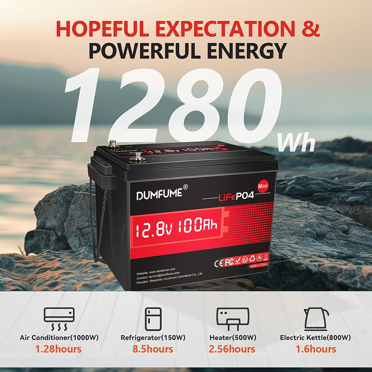 [Halloween] Halloween Special! 12V 100Ah Mini Lithium Iron Phosphate Battery With Built-In 100A BMS, 1280W Power Output, Up To 6000 Cycles, Power Bank, Ideal For RVs, Marine Use, Traction Motors, And Solar Off-Grid Systems