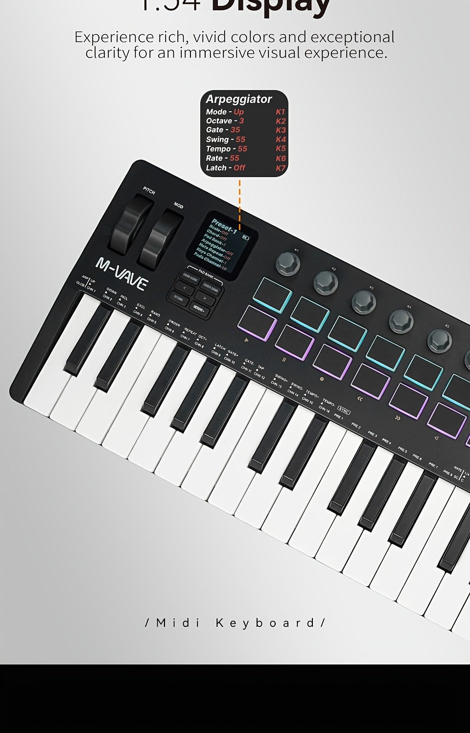 M-VAVE SMK37PRO Professional MIDI Keyboard, 37-Key Wireless Wireless Music Arrangement And Production Synthesizer