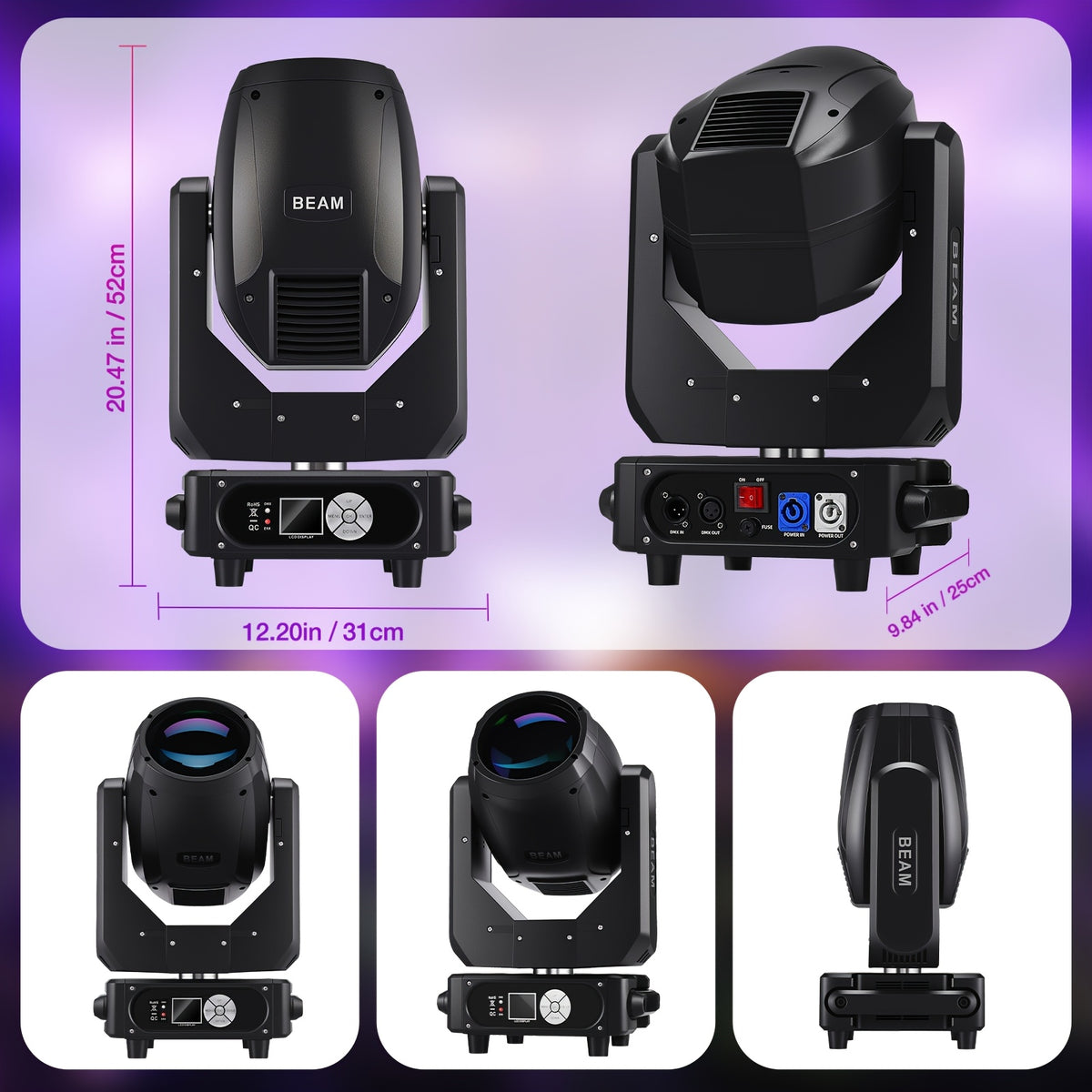 350W Beam Light, Moving Lights, Spot Lighting, Stage Lights- DMX512 Controlled, With 15 Colors And 13 Patterns Voice/sound Activation, Aluminum Shell, Suitable For Wedding Banquets, Parties, Group Events, Concerts, DJ, KTV Bars.