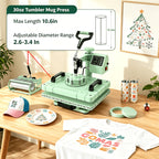 Perfect Christmas Gift, 5/8 in 1 Heat Press Machine 12X15/15X15 Inch Sublimation Heat Press 360° Swing Away Heat Transfer Digital T-Shirt Pressing with 30OZ 20OZ Tumbler Press, Multifunctional Combo for Hat Cap Plate