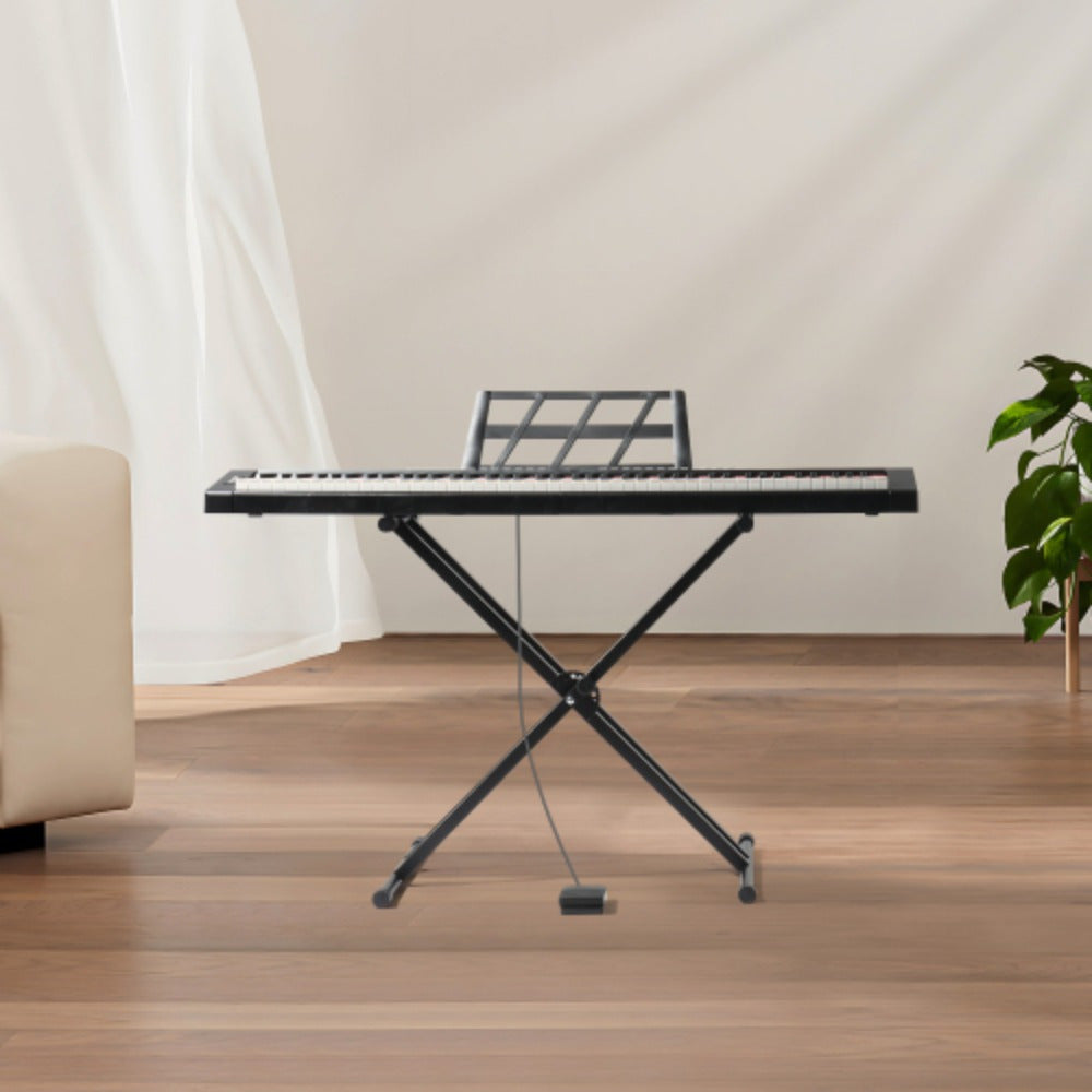 88 - Key Full - Size Semi - Weighted Digital Piano In Elegant White: Comes With Dual - Tube X - Shape Stand