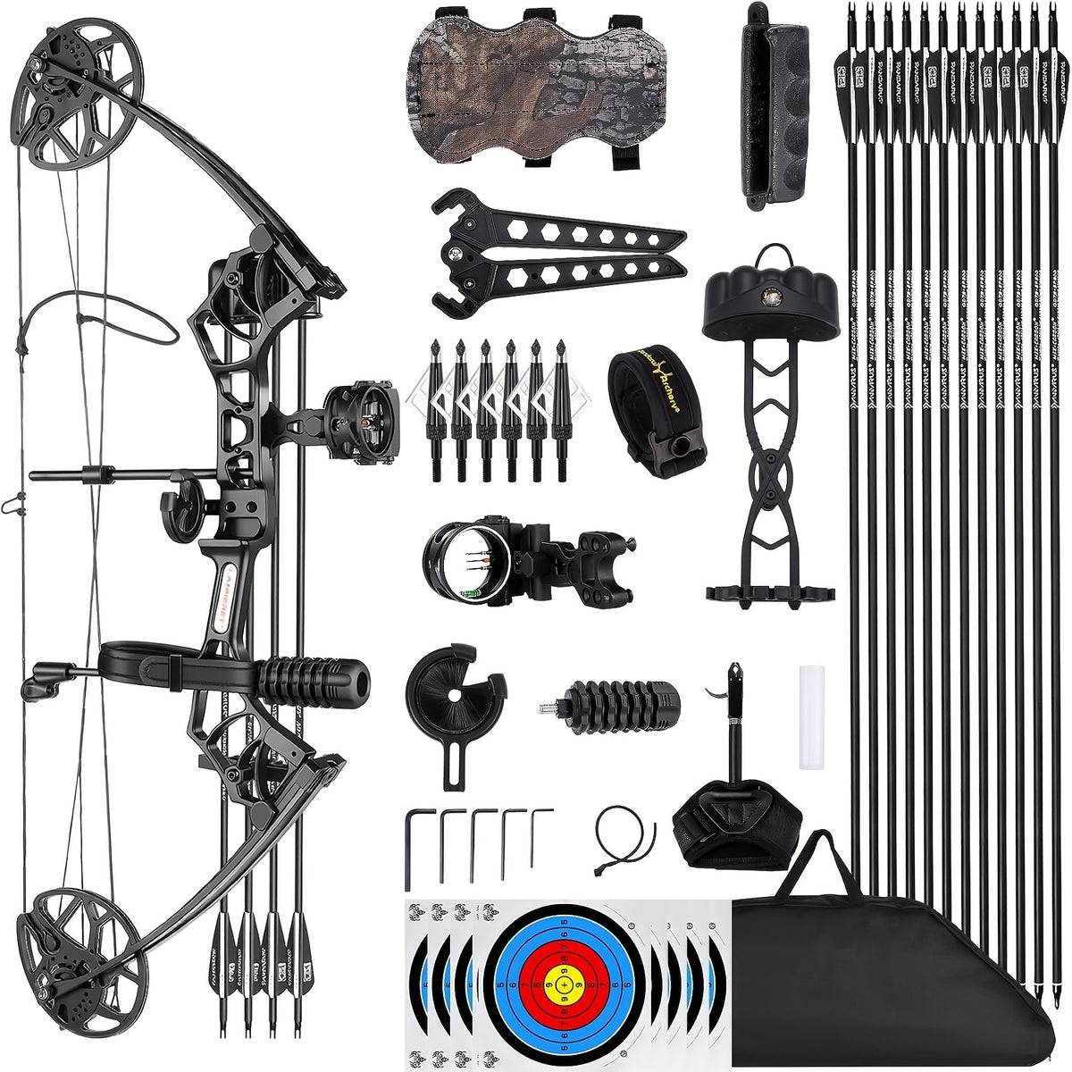 Ready-to-Use Archery Compound Bow Set for Adults and Teens, 25"-31" Draw Length, 0-70 Lbs Adjustable Draw Weight, Up to 320 Fps, Lightweight P3 Design, New 2026 Model
