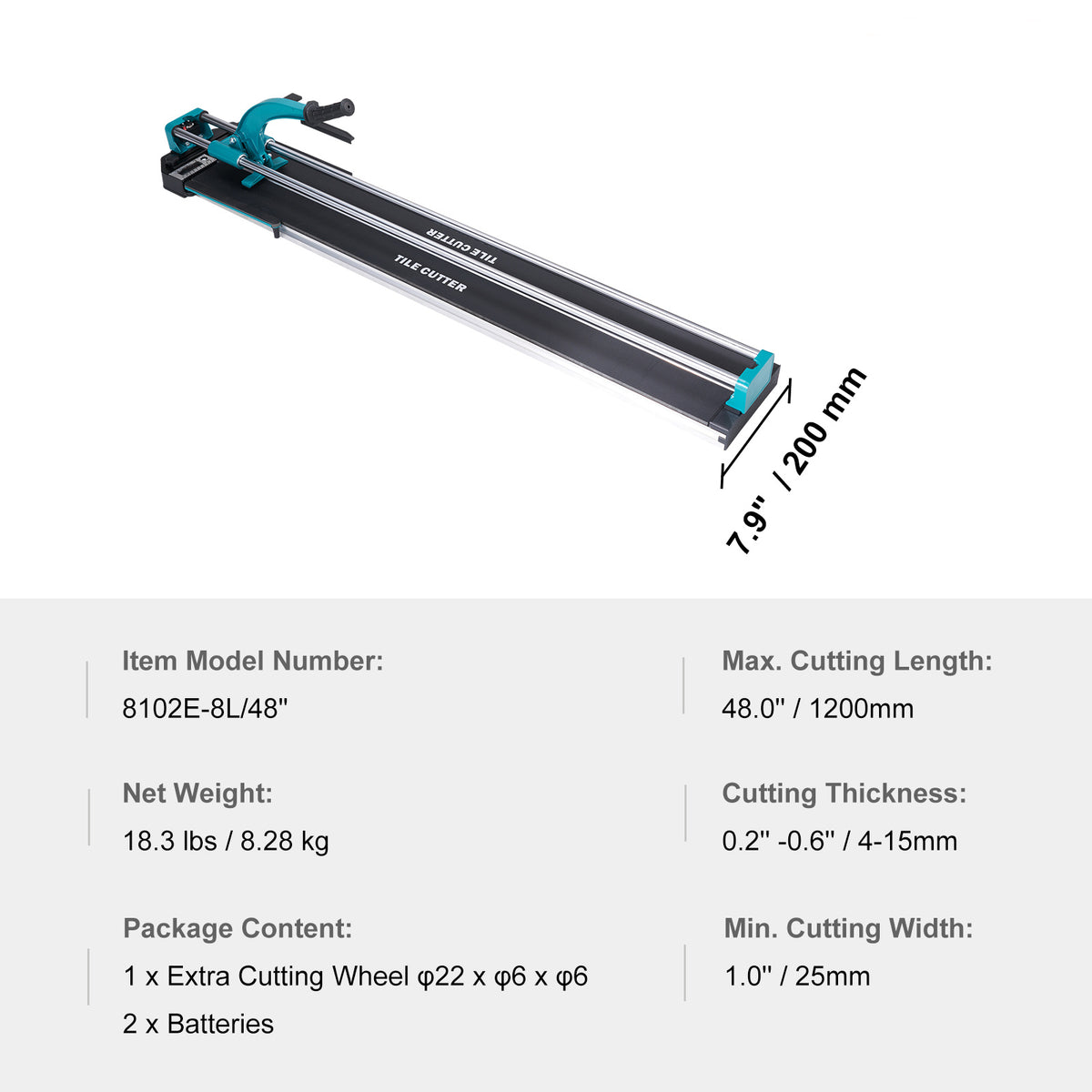 Manual Tile Cutter by VEVOR for Cuts up to 48 Inches with Double-Rail Support in Remodeling Projects