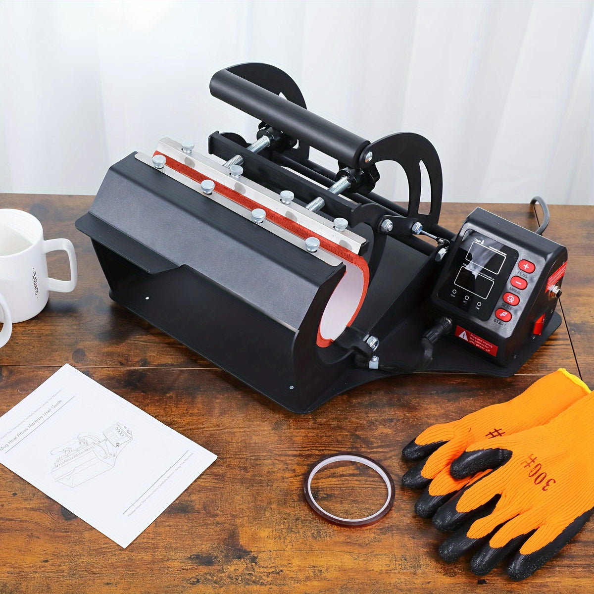 Tumbler Heat Press Machine, Mug Cup Press Heat Up Fast & Even for 12oz-30oz Sublimation Blank Skinny Tumbler with Heat Tape Gloves & Adjustable Sleeves Transfer Sublimation for Easy  Cylindrical