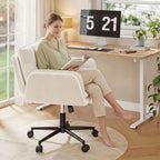 Modern Office Crossover Wheelchair, Luxurious Plush Vanity Chair with Wheels, Adjustable Armrests, Ergonomic Office Chair Suitable for Bedrooms, Computer Makeup Rooms, And Offices, Available in White, Black, Pink, And Gray, Stable And Durable