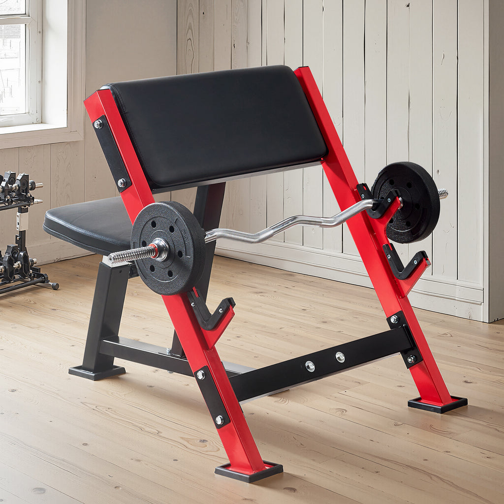 VEVOR Preacher Curl Bench Adjustable Home Gym Biceps Machine Barbell Equipment