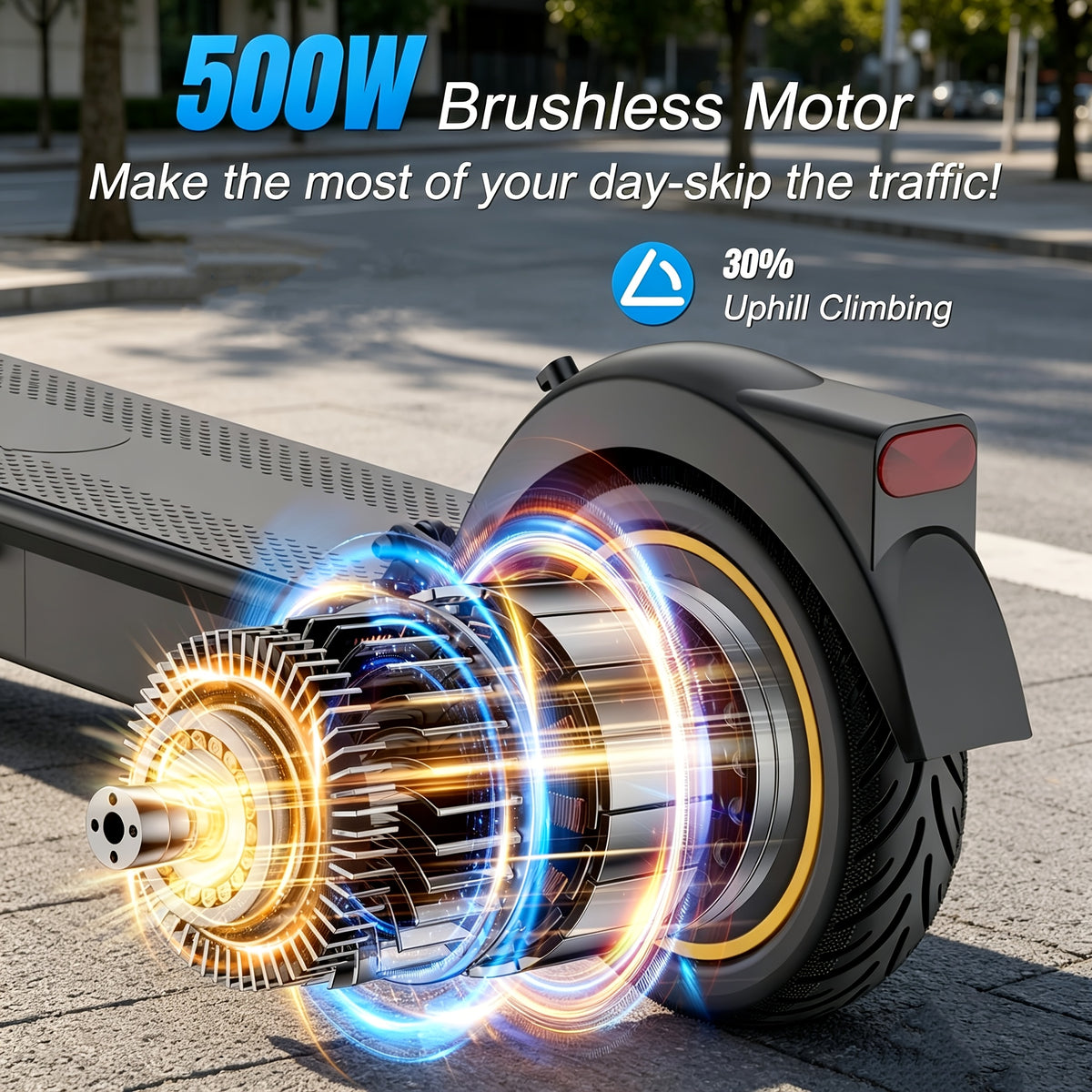 [Electric Scooter] AOVOPRO Folding Adult Electric Scooter, 500W Brushless Motor, 10" Tires, 3-Speed Settings, 21-28 Miles Range, Dual Suspension Dual Shock Absorption And Smart APP Control, Installed Safety Bell, 350 LBS Max Load
