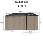GUNJI 8 X 12ft Outdoor Metal Storage Shed, Garden Shed with 2 Shelves, Tool Sheds for Backyard Garden Patio Lawn