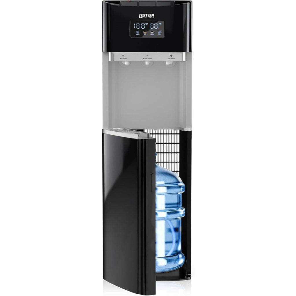 Bottom Load Water Dispenser, LED Display, Hot Cold & Room Water, Stainless Steel Tank, Child Lock, 3 & 5 Gallon for Home & Office