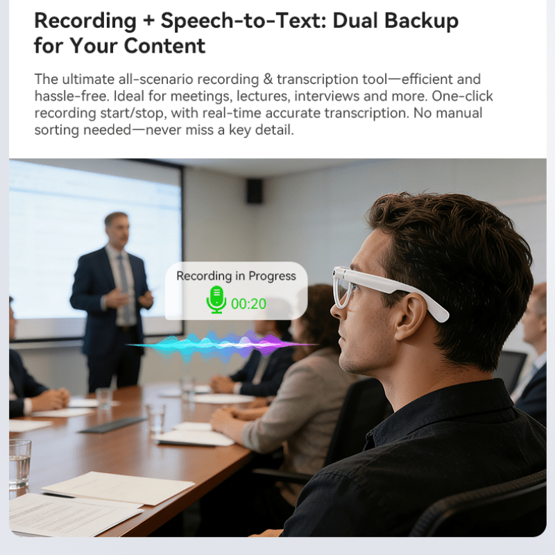 [Valentine's Day Gift] Smart Camera Glasses, 800MP Photochromic Lenses, 160+ Languages Real-time Translation, AI Voice Assistant, First-Ever Temple Battery Indicator, Charging Case with Battery Display, Anti-Shake Shooting, Emergency Charging