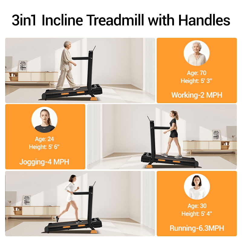 Walking Pad with 16% Incline, 6.3MPH Treadmill for Home Use with Incline, LED Display, 2.5 HP Quiet Small Walking Machine for Home and Office, Maximum User Weight 300Lbs.