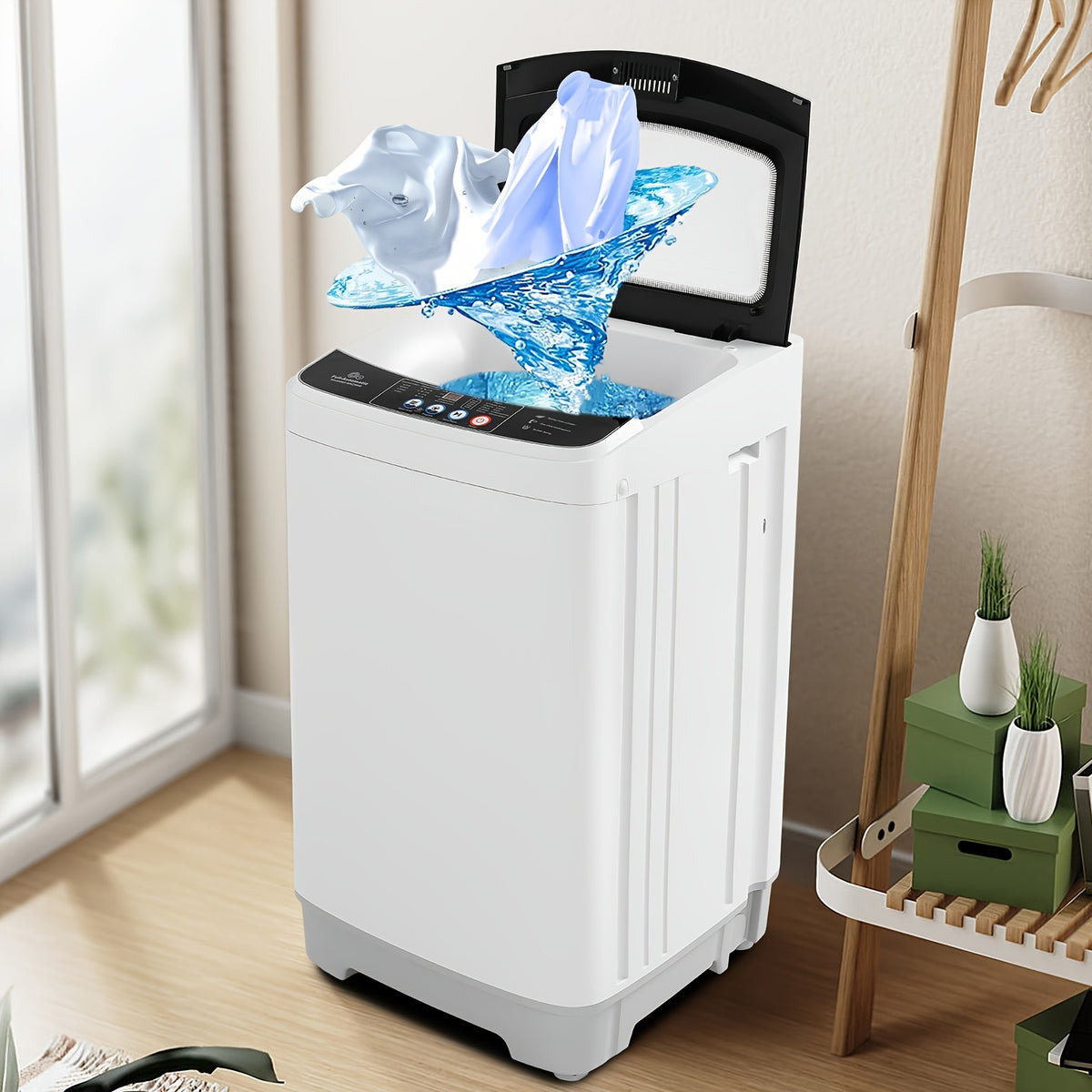 Portable Washing Machine 17.8Lbs/15.6Lbs Large Capacity, Full Automatic Washing Machine with 10 Programs And 8 Water Levels Selections, LED Display, Low Noise, Small Washing Machine for Apartment, Home, Dorms, Apartment Laundry, Compact Laundry Solution,