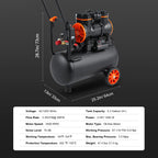 VEVOR 6.3 Gallon Air Compressor, 2 HP 3.35 CFM90PSI Oil Free Air Compressor Tank & Max. 116PSI Pressure, 70 dB Ultra Quiet Compressor for Auto Repair, Tire Inflation, Spray Painting, Woodwork Nailing