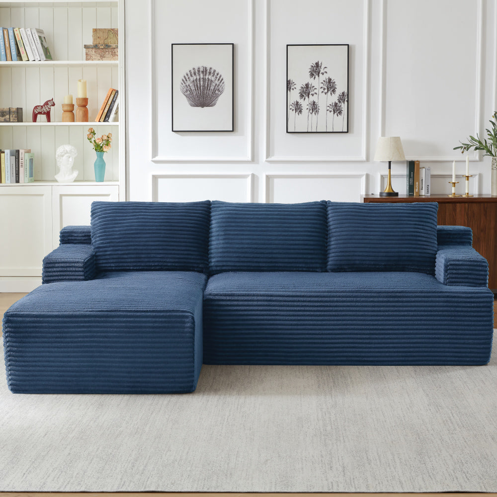 96.1"Cloud Sectional Boneless Couches For Living Room, Modular L Shaped Couch With Deep Seat Oversized Right Facing Chaise, Memory Foam Compressed Spineless 3 Seater Sofa For Apartment, Black | No Assembly Required, Deep Seat, Cat-Claw Resistant